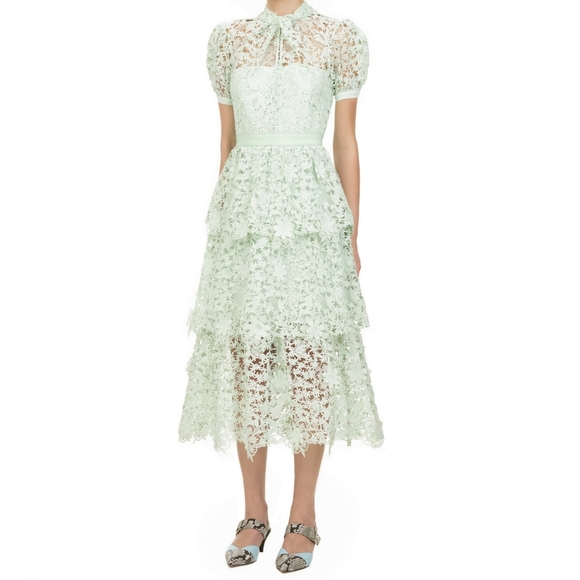 Self-Portrait | Dresses | Selfportrait Mint 3d Guipure Lace Midi Dress |  Poshmark